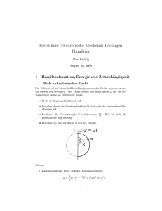 Ferienkurs Theoretische Mechanik Lösungen Hamilton