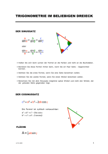 trigonometrie im beliebigen dreieck a = 1 - SOS