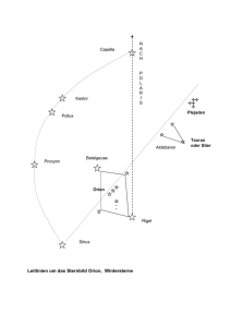 Leitlinien um das Sternbild Orion, Wintersterne