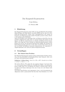 Das Knapsack-Kryptosystem