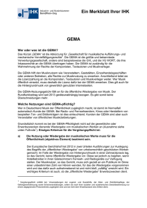 GEMA Ein Merkblatt Ihrer IHK - IHK Bonn/Rhein-Sieg