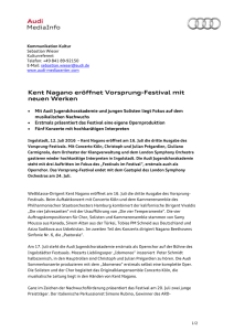 Kent Nagano eröffnet Vorsprung-Festival mit