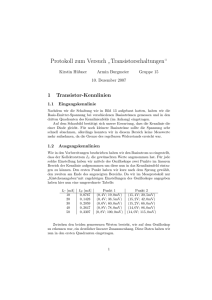 Protokoll zum Versuch ” Transistorschaltungen“