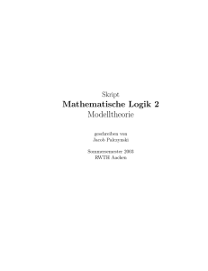 Mathematische Logik 2 Modelltheorie