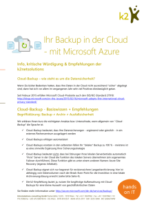 Ihr Backup in der Cloud - mit Microsoft Azure