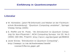 Einführung in Quantencomputer Literatur