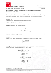 Aufgaben und Lösungen zum Vorkurs Mathematik