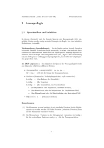 I Aussagenlogik - Logik und Sprachtheorie / Mathematische Logik