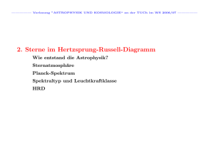 2. Sterne im Hertzsprung-Russell-Diagramm