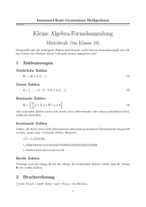 Formelsammlung - Algebra