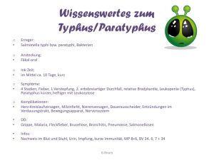 Wissenswertes zum Typhus/Paratyphus