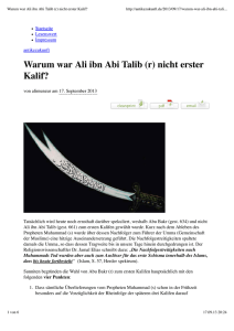 Warum war Ali ibn Abi Talib (r) nicht erster Kalif?