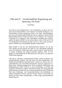 CSR und CC – Gesellschaftliche Regulierung und Steuerung. Ein