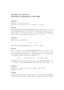 Lösungen der Klausur in Elementarer Zahlentheorie, SoSe 2006