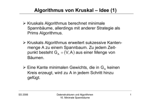 Algorithmus von Kruskal, disjunkte Vereinigungsmengen