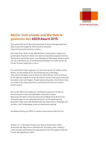 Kistler Instrumente und Wertfabrik gewinnen den ASCO Award 2015