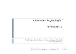 Allgemeine Psychologie I Vorlesung 11
