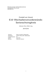 E10 Wechselstromwiderstände: Serienschwingkreis