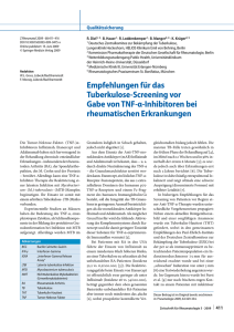 Empfehlungen für das Tuberkulose-Screening vor Gabe von TNF