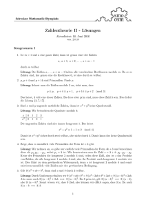 Zahlentheorie II - Lösungen
