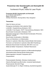 Proseminar über Quantenoptik und Atomoptik SS 2012 Fachbereich