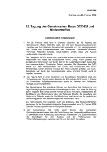 12. Tagung des Gemeinsamen Rates GCC  EU und