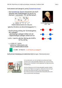 Kraft zwischen zwei Ladungen Q1 und Q2/ Coulomb`sches Gesetz