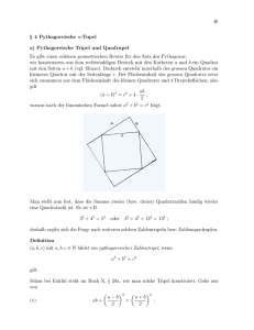 46 § 4 Pythagoreische n-Tupel a) Pythagoreische Tripel und