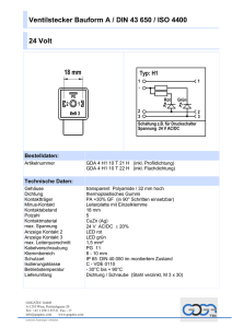 Ventilstecker Bauform A / DIN 43 650 / ISO 4400 24 Volt 18 mm