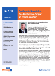 Geothermie Newsletter. Das Geothermie-Projekt im Triemli