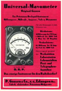 Gossen Mavometer G (1930) Datenblatt