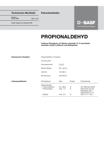 propionaldehyd - Alkohole und Lösemittel BASF