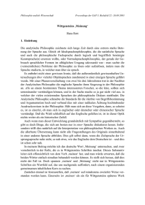 Wittgensteins ·Meinung” Hans Rott 1. Einleitung Die analytische