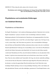 Physikalismus und evolutionäre Erklärungen von Godehard Brüntrup