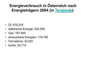 Energieverbrauch in Österreich nach Energieträgern 2004 (in