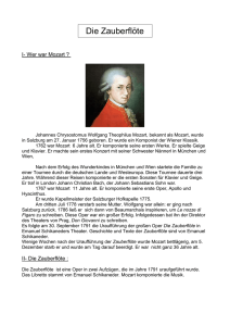 I- Wer war Mozart ? Johannes Chrysostomus Wolfgang Theophilus