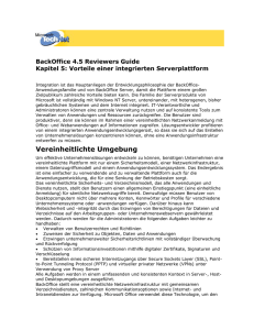 BackOffice 4.5 Reviewers Guide Kapitel 5 Vorteile