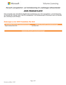 Änderungen an der ISVR-Produktliste Mai 2015