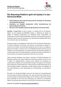 IDL-Reporting-Plattform geht mit Update 2 in den