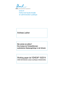 Working paper de l`IDHEAP 19/2014 Andreas Ladner
