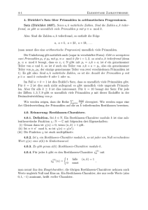4-1 Elementare Zahlentheorie 4. Dirichlet`s Satz über Primzahlen in