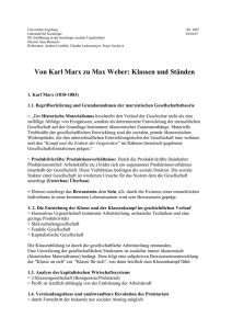 Von Karl Marx zu Max Weber: Klassen und Ständen