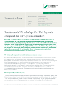 Uni Bayreuth erfolgreich für WP-Option akkreditiert