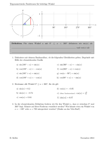 Trigonometrische Funktionen für beliebige Winkel x y α 180◦ 270