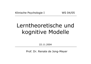 05 VL WS 0405 Lerntheoretische und kognitive Modelle