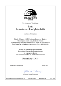 Preis der deutschen Schallplattenkritik Bestenliste 4/2015