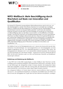 WIFO-Weißbuch: Mehr Beschäftigung durch Wachstum auf Basis