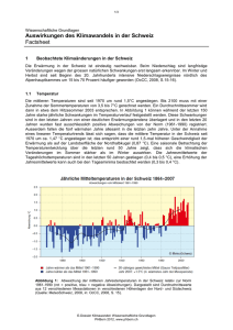 Factsheet Auswirkungen des Klimawandels in der Schweiz