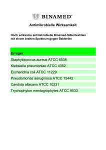 Antimikrobielle Wirksamkeit Erreger Staphylococcus aureus ATCC