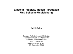 Einstein-Podolsky-Rosen-Paradoxon Und Bellsche Ungleichung